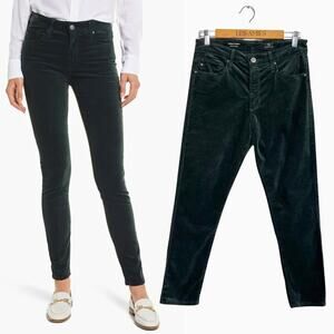 AG Adriano Goldschmied Farrah Skinny High Rise Green Stretch Velvet Jeans 29R
